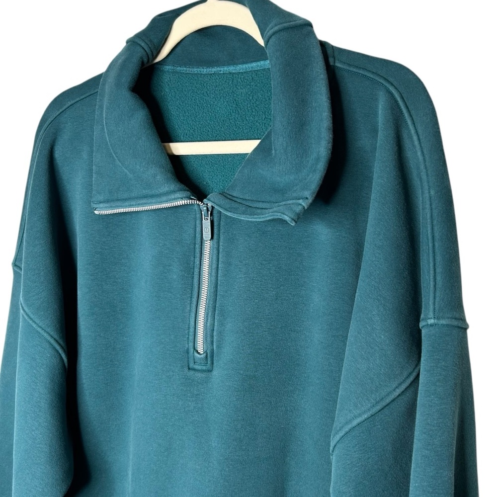 Lululemon Thick Fleece Half Zip Funnel Neck Pullover Teal XL/XXL - Picture 3 of 15